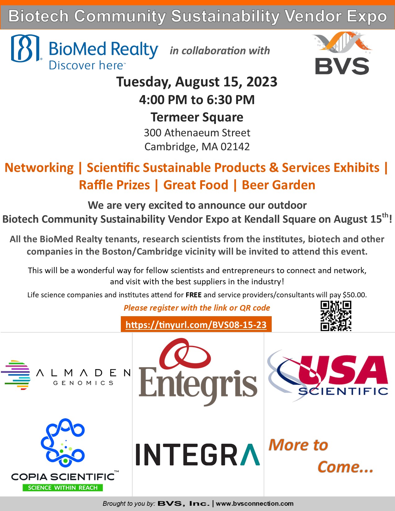 BVS & BioMed Realty’s Biotech Community Sustainability Vendor Expo at ...