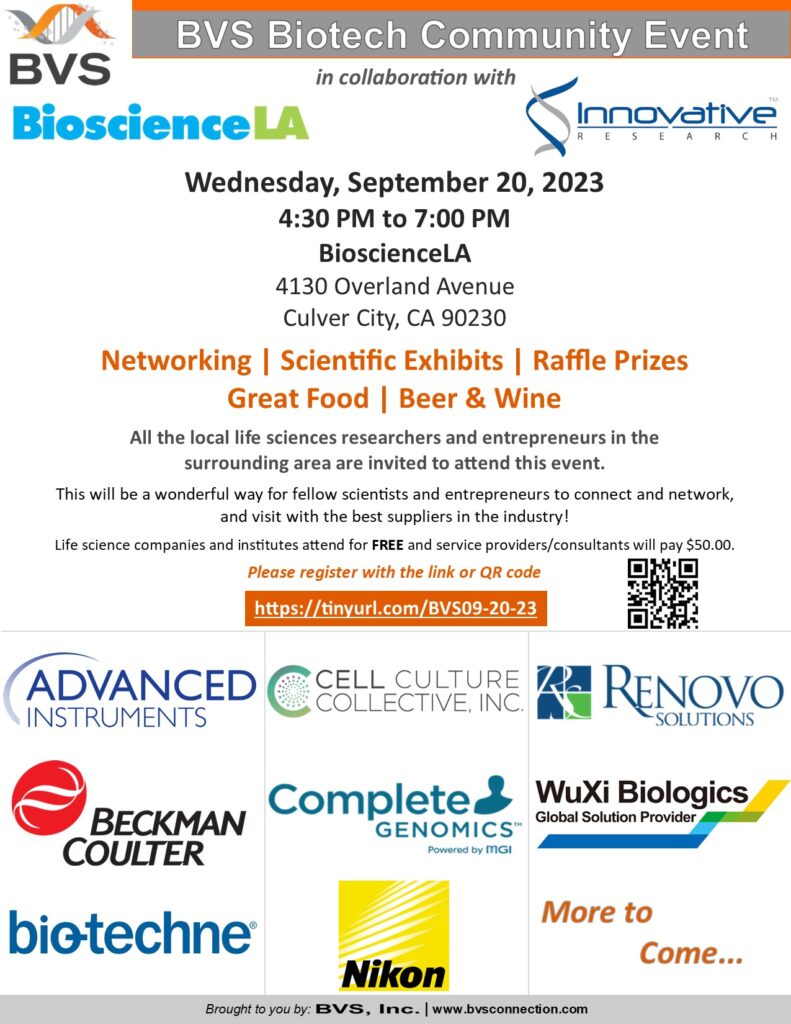 BVS, BioscienceLA & Innovative Research’s Biotech Community Event in LA