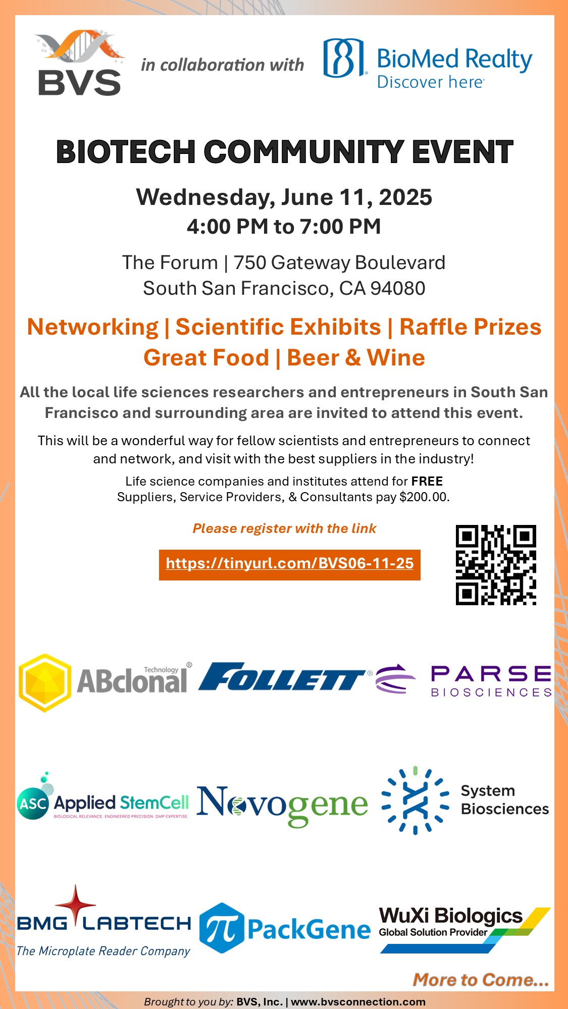 BVS and BioMed Realty’s Biotech Community Event in SSF - The BioCalendar